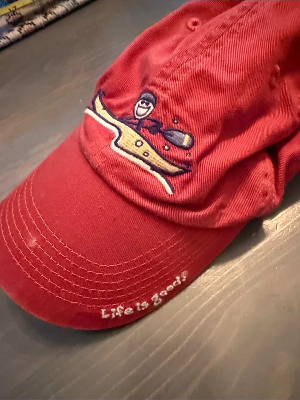 Life is Good Embroidered Kayak Baseball Cap - reddish orange